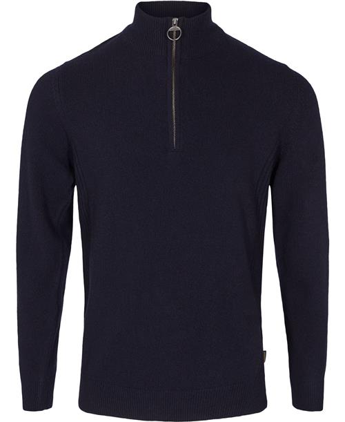 Barbour Barbour Holden Half Zip Mand Blå Turtlenecks Str S - Uld hos Magasin