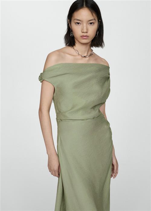 MANGO Asymmetrical Pleated Dress Kvinde Medium Green Midi Kjoler Str XS - hos Magasin