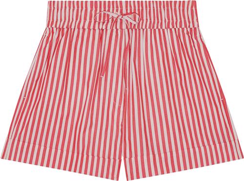 Se Ganni Stripe Cotton Elasticated Shorts Kvinde Barbados Cherry Casual Shorts Str 40 - hos Magasin ved Magasin