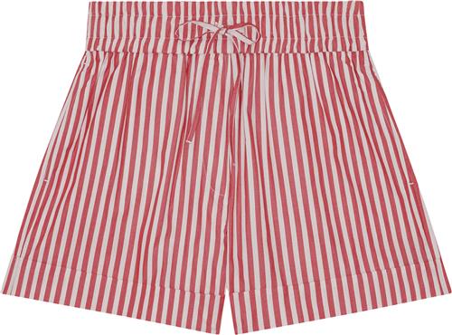 Ganni Stripe Cotton Elasticated Shorts Kvinde Barbados Cherry Casual Shorts Str 34 - hos Magasin