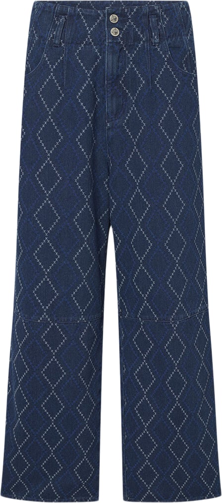 HUNKØN Trinity Trousers Kvinde Dark Denim Bukser Str L - Denim hos Magasin