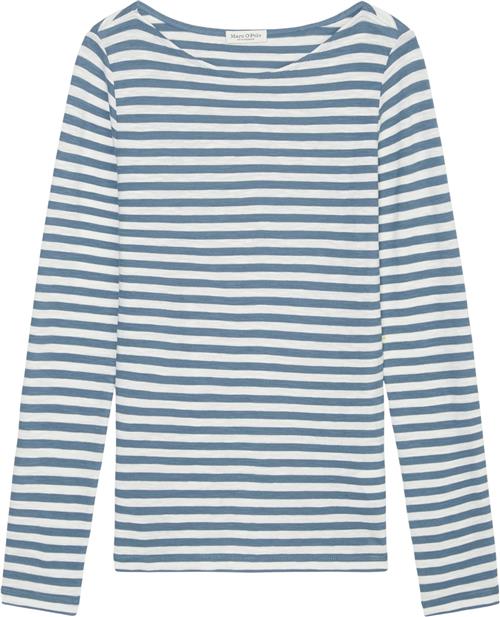 Se Marc O’Polo Tshirt, Long Sleeve, Boat Neck, st Kvinde Multi/ Hazy Blue Langærmede T-shirts Str S - hos Magasin ved Magasin