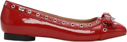 Ganni Eyelets Bow Ballerina Naplack Kvinde Racing Red Ballerinaer Str 39 - hos Magasin