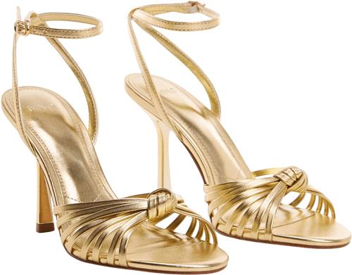 MANGO Strappy Heeled Sandals Kvinde Gold Højhælede Sandaler Str 40 - hos Magasin