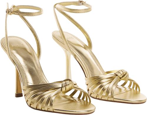 Se MANGO Strappy Heeled Sandals Kvinde Gold Højhælede Sandaler Str 39 - hos Magasin ved Magasin