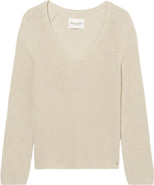 Marc O’Polo Pullover, Vneck, Long-sleeve, Half Kvinde Sandy Melange Sweaters Str XS - hos Magasin