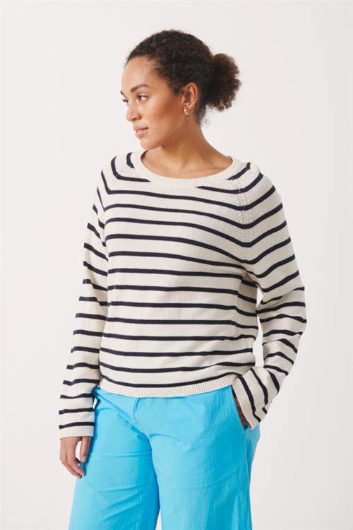 Se Part Two Nielanpw PU Kvinde Dark Navy Stripe Sweaters Regular Fit Str XS - hos Magasin ved Magasin