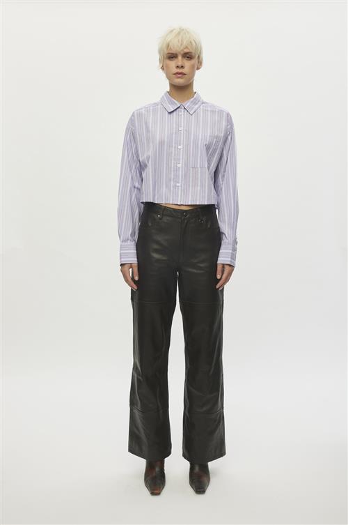 Oval Square Forever Cropped Shirt Kvinde Orchid Pinstripe Langærmede Skjorter Str S - Bomuld hos Magasin