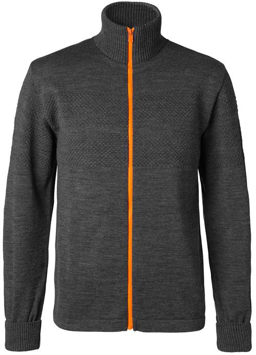 Se Mads Nørgaard - Copenhagen 100% Wool Klemens Zip Kontrast Mand Koksgrå, Orange Cardigans Str XL - Uld hos Magasin ved Magasin