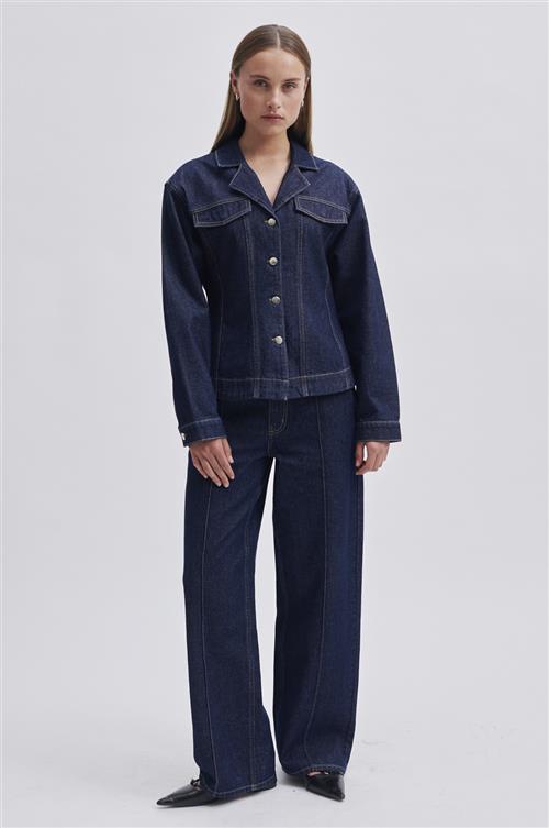 Second Female Columbus Trousers Kvinde Dark Blue Denim Bukser Med Brede Ben Str L - hos Magasin