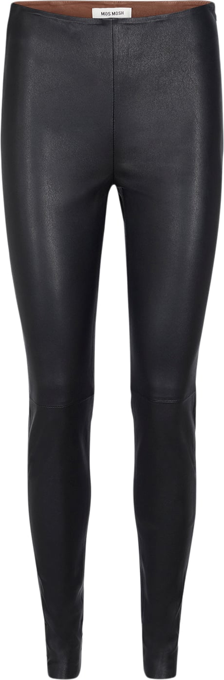 Mos Mosh Lucille Stretch Leather Legging Kvinde Black Leggings Str S - Læder hos Magasin