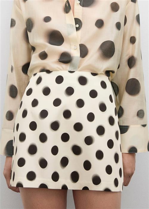 MANGO Polka dot Satin Mini Skirt Kvinde Light Beige Korte Nederdele Str 42 - hos Magasin