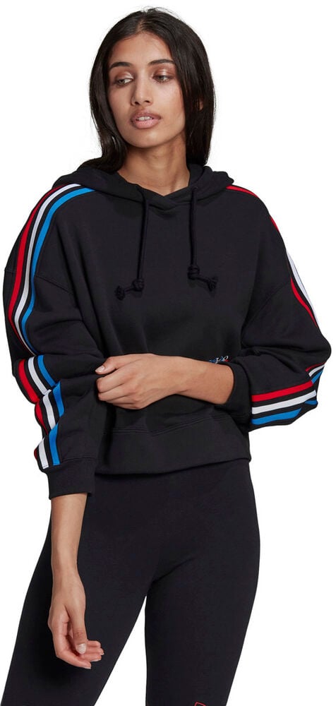 adidas Adicolor Tricolor Trefoil Crop Hættetrøje 36 - Hættetrøjer & Sweatshirts Bomuld hos Magasin