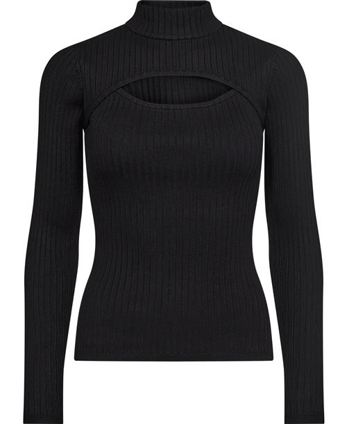 GUESS LS RIB Cutout Clarita Swtr Kvinde Jet Black A996 Langærmede T-shirts Str L - hos Magasin