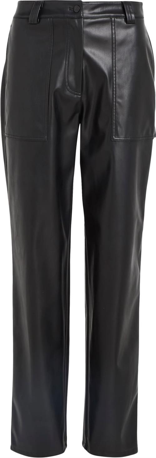 Calvin Klein High Rise Straight fit Leather Pants Kvinde Beh Læderbukser Regular Fit Str L - Polyester hos Magasin