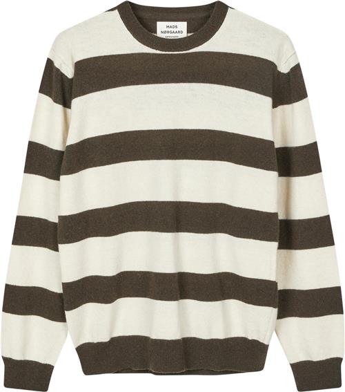 Mads Nørgaard - Copenhagen Eco Wool Stripe Kasey Sweater Kvinde Brun Og Hvid Med Striber Sweaters Str L - hos Magasin