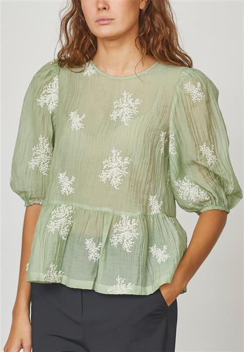 Love&Divine Love1155 Kvinde Pale Green/cream Langærmede Bluser Str XS - hos Magasin