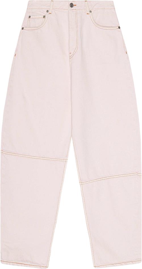 Ganni Overdyed Denim Stary Kvinde Chalk Pink Bukser Med Brede Ben Str 25 Denim - hos Magasin