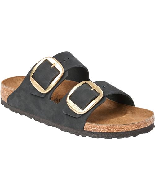 Birkenstock Arizona Big Buckle Lenb Black Gold Kvinde Black Flade Sandaler Str 38 - hos Magasin