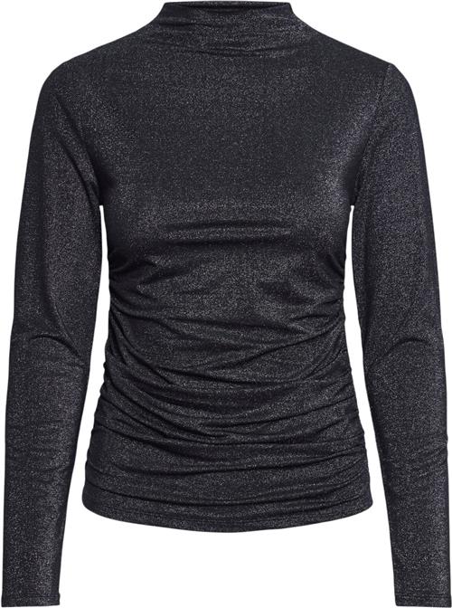 Pieces Pcmonica LS Glitter Ruching TOP NOO Kvinde Striber/tern Toppe Tight Fit Str L - hos Magasin