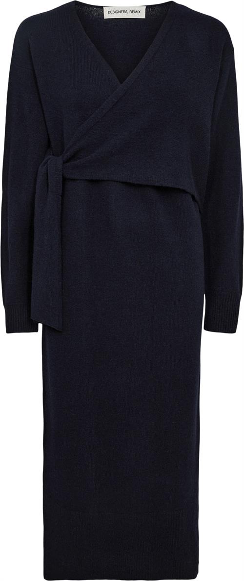 Designers Remix Carmen Wrap Dress Kvinde Midnight Blue Sweaters Str L - hos Magasin