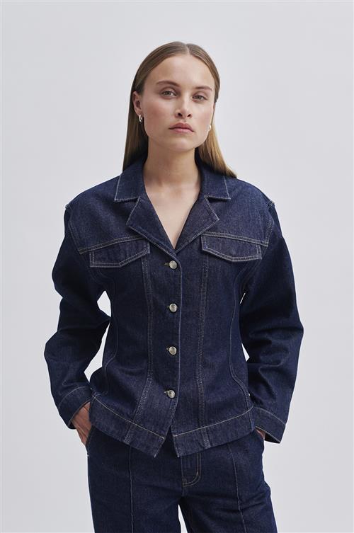 Second Female Columbus Jacket Kvinde Dark Blue Denim Denimjakker Str XS - hos Magasin