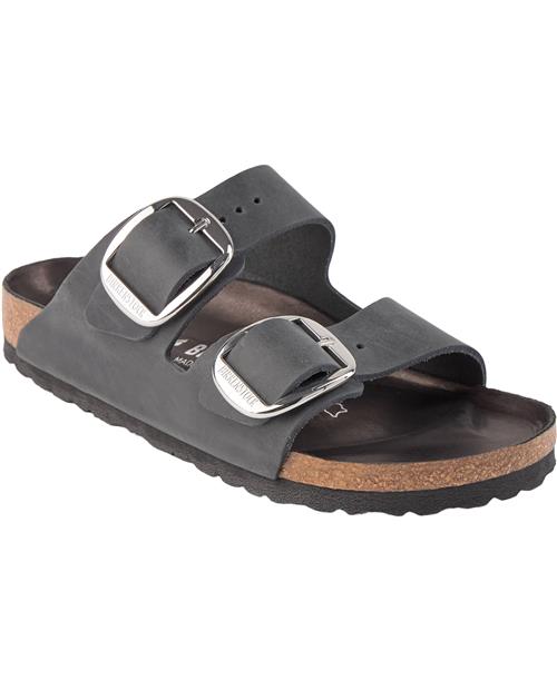 Birkenstock Arizona Big Buckle Nubuck Leather Kvinde Black Flade Sandaler Str 41 - Læder hos Magasin