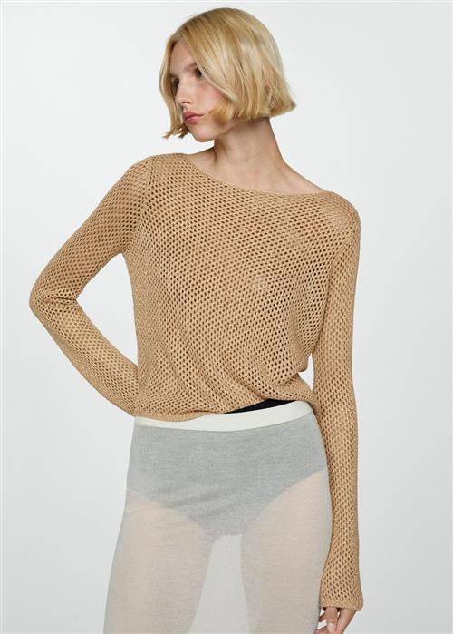 Se MANGO Openwork Lurex Sweater Kvinde Gold Sweaters Str XS - hos Magasin ved Magasin