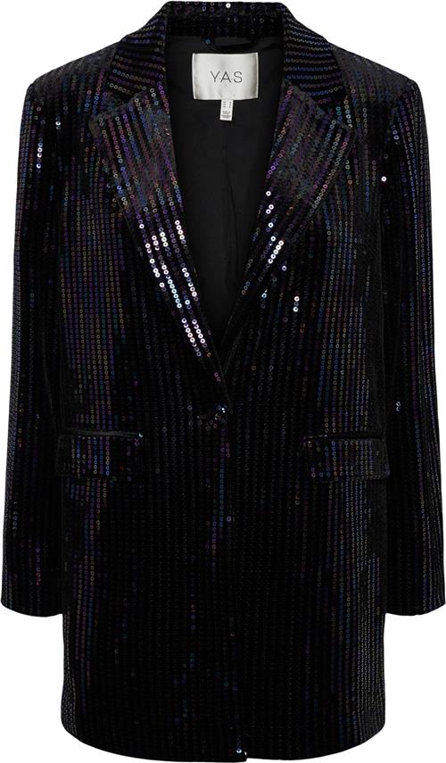 YAS Yaseliva Sequin LS Long Blazer SH Kvinde Sort Blazere Str XS - Polyester hos Magasin