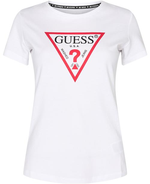 GUESS SS CN Original TEE Kvinde Pure White Kortærmede T-shirts Str XS - Bomuld hos Magasin