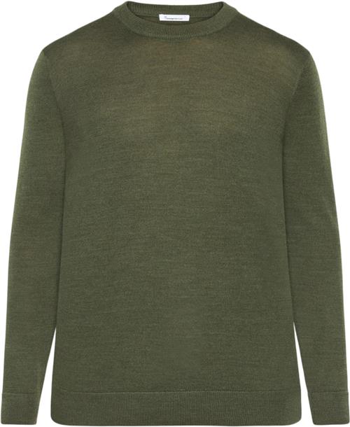 Knowledge Cotton Apparel Regular Merino Knit Crew Neck RWS Mand Grøn Sweaters Str L Merino - hos Magasin