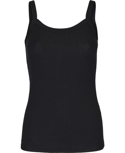 Filippa K Fine Rib Singlet Kvinde Black Tanktoppe Slim Fit Str L - hos Magasin