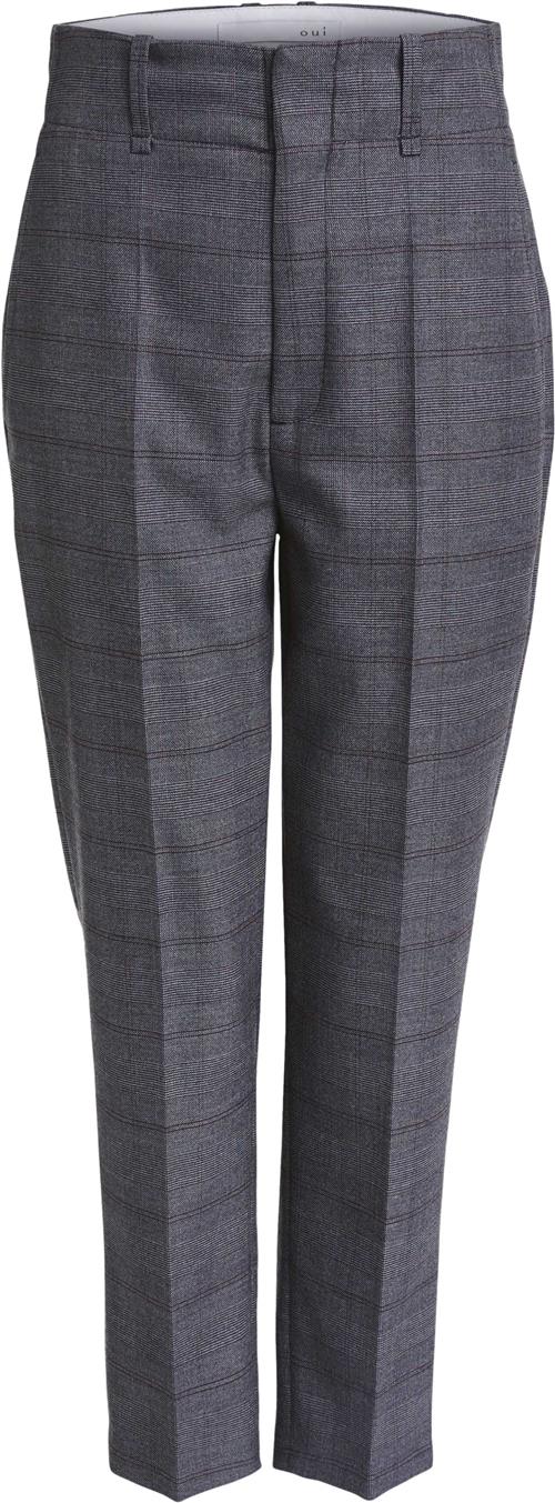 Oui Hose/pants Kvinde Grey Red Bukser Med Smalle Ben Casual Fit Str 40 - hos Magasin