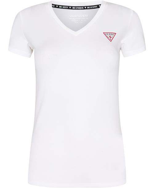 GUESS SS VN Mini Triangle TEE Kvinde Pure White Kortærmede T-shirts Str L - hos Magasin