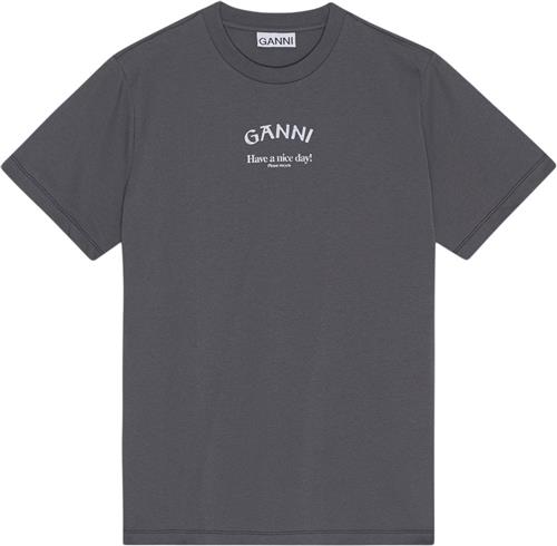 Ganni Basic Jersey Ganni Relaxed Tshirt Kvinde Volcanic Ash Kortærmede T-shirts Str S - hos Magasin