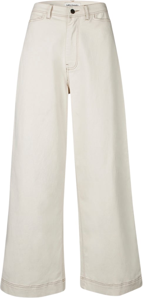 Lollys Laundry Floridall Pants Kvinde Creme Bukser Med Brede Ben Str L - Lycra hos Magasin