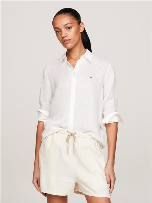 Se Tommy Hilfiger Linen Relaxed Shirt LS Kvinde Ybl Langærmede Skjorter Str 42 - hos Magasin ved Magasin