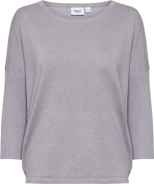 Saint Tropez A2561, Milasz Rneck Pullover Kvinde Dapple Gray Melange Sweaters Casual Fit Str L - hos Magasin