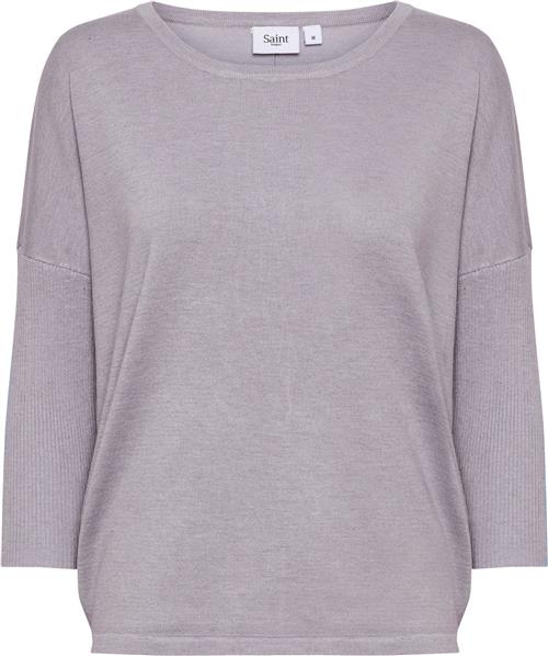 Saint Tropez A2561, Milasz Rneck Pullover Kvinde Dapple Gray Melange Sweaters Casual Fit Str XL - hos Magasin