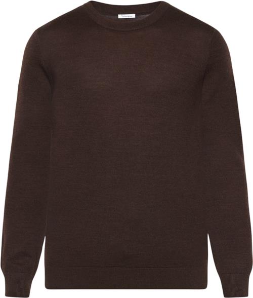 Knowledge Cotton Apparel Regular Merino Knit Crew Neck RWS Mand Demitasse (Brown) Sweaters Str S Merino - hos Magasin