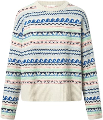 Nué Notes Milo Crewneck Kvinde Egret Multi Knit Sweaters Str M - hos Magasin