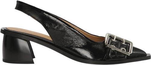 Ganni Feminine Buckle Slingback Pump Napl Kvinde Black Slingbacks Str 36 - hos Magasin