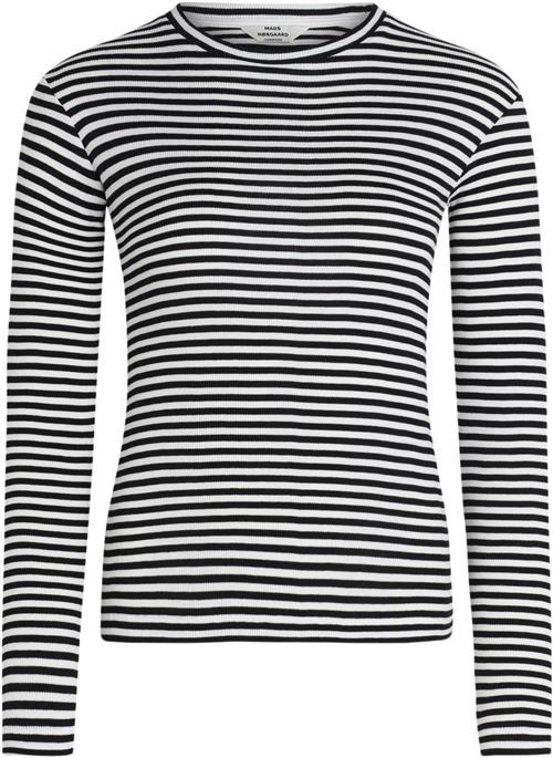 Mads Nørgaard - Copenhagen 2x2 Cotton Stripe Tuba Top Kvinde Sort Langærmede T-shirts Str XS - hos Magasin