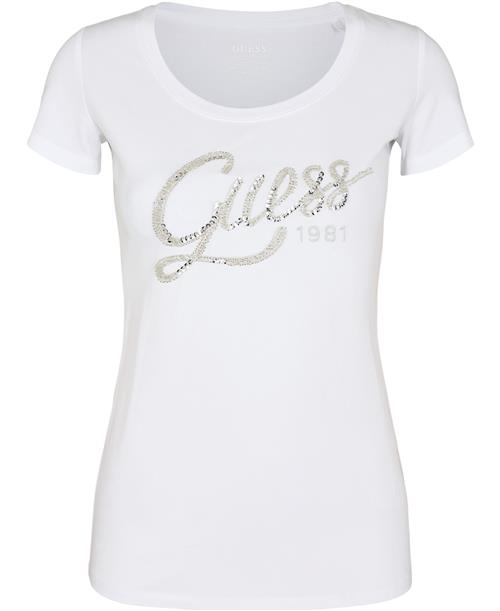 Se GUESS SS CN Bryanna TEE Kvinde Pure White Kortærmede T-shirts Str XS - hos Magasin ved Magasin