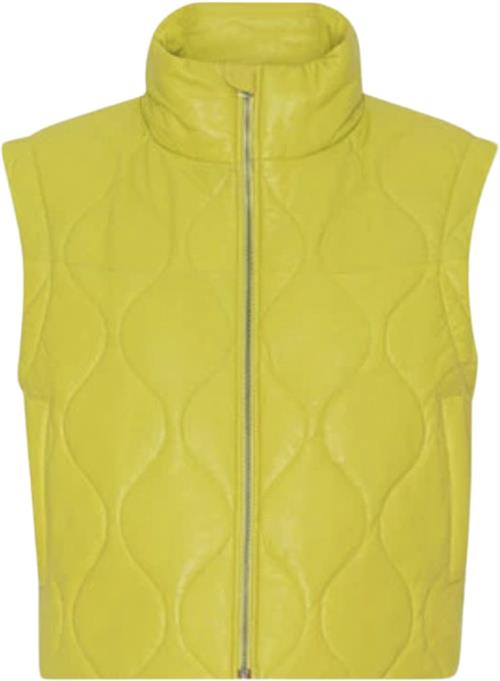 MDK Edinburgh Everyday 100 Leather Quilted Vest Kvinde Sulphur Spring Veste Str 34 - Læder hos Magasin