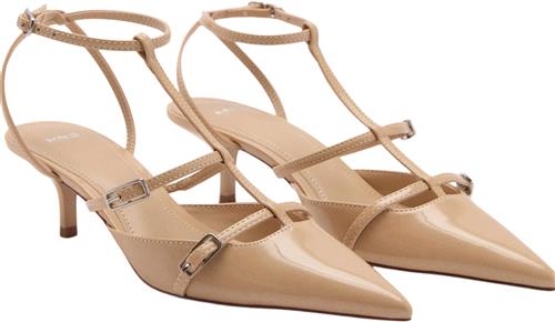 Se MANGO Heeled Shoes With Buckles Kvinde Lt-pastel Pink Højhælede Sandaler Str 40 - hos Magasin ved Magasin