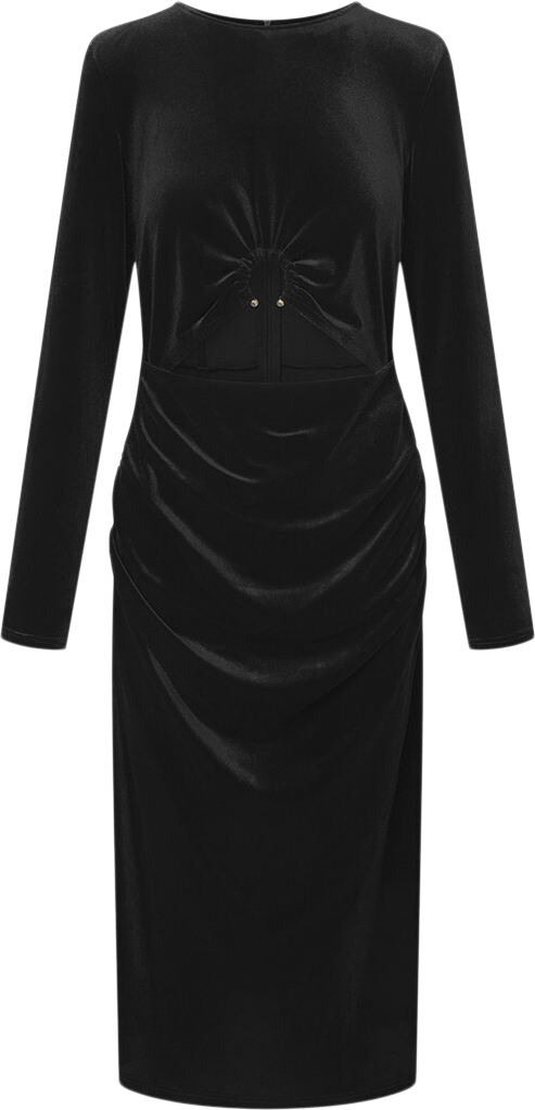 HUNKØN Saga Velour Dress Kvinde Black Midi Kjoler Str XS Velour - hos Magasin