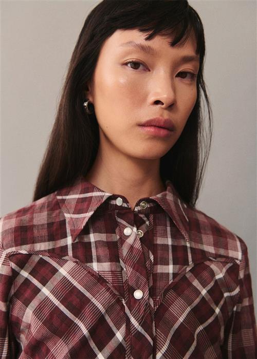 Se MANGO Check Cotton Shirt Kvinde 78 Skjorter Str M - hos Magasin ved Magasin