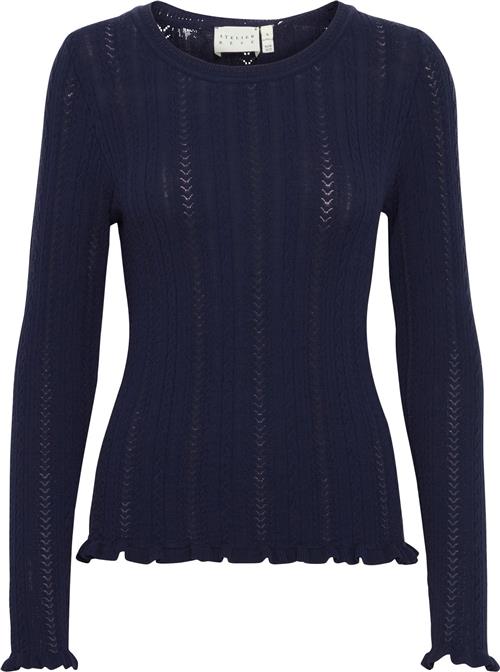 Atelier Rêve Irfantino LS7 Kvinde Maritime Blue Sweaters Tight Fit Str L - hos Magasin