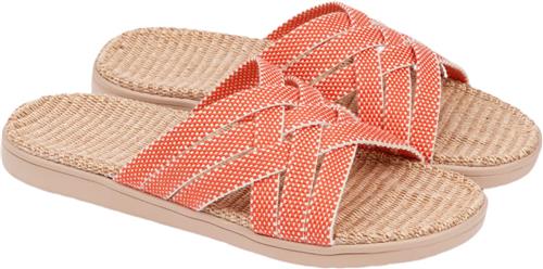 Se Lovelies Matara Triple Cross Sandal w/ Jute Sole Kvinde Mandarin Red Flade Sandaler Str 40 - hos Magasin ved Magasin